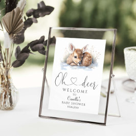 Póster Oh Deer Woodland Winter Baby Shower