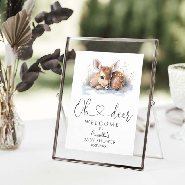 Póster Oh Deer Woodland Winter Baby Shower (Subido por el creador)