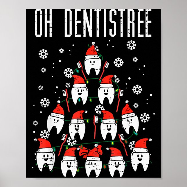 Póster Oh Dentistree Christmas Tree Teeth Dentistry Denta (Frente)