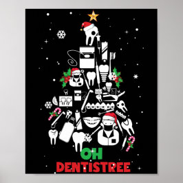 Póster Oh Dentistree Dentist Dental Teeth Árbol de Navida