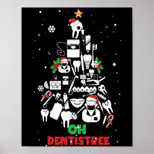 Póster Oh Dentistree Dentist Dental Teeth Árbol de Navida