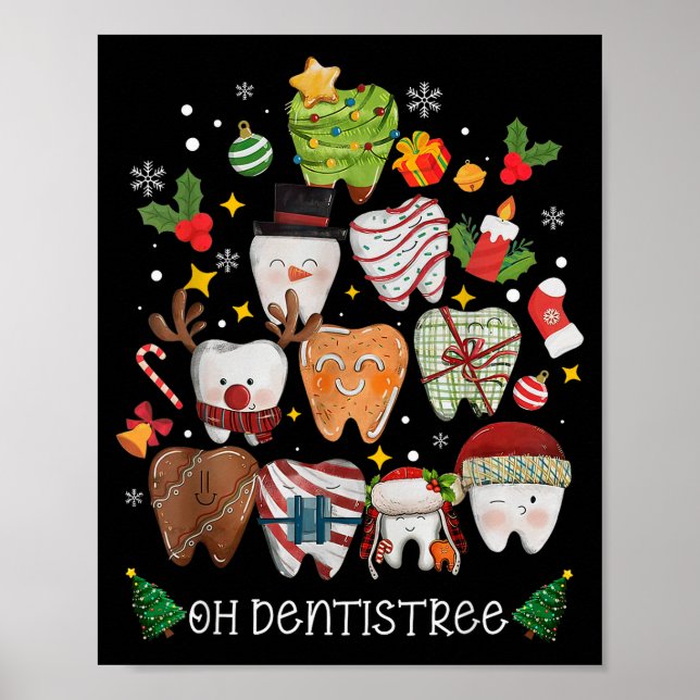 Póster Oh Dentistree Merry Christmas Dental Funny Teeth T (Frente)