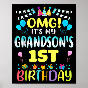 Póster Oh Dios Es El Cumpleaños De Mi Nieto 1 Dulce 1 Año