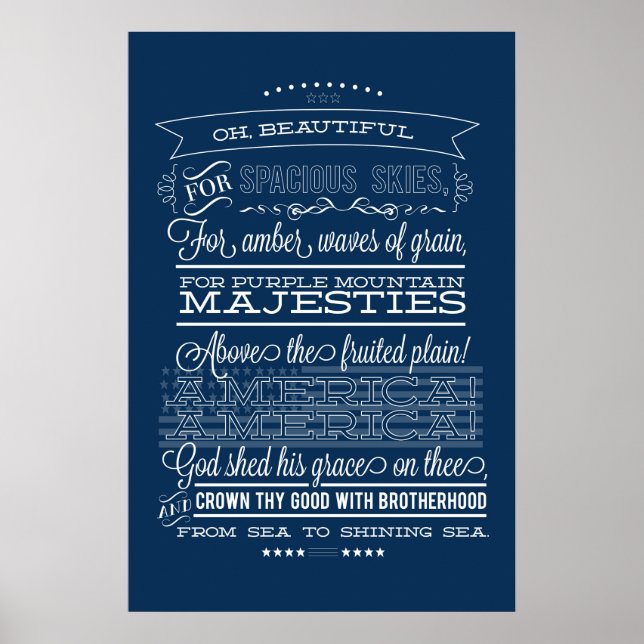 Póster oh hermoso, para los cielos espaciosos (Frente)