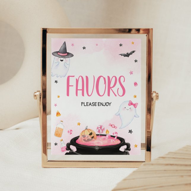 Póster Oh Hoja Ghoul Halloween Favorece Baby Shower (Pink Oh Sheet Baby Shower Favors Sign)
