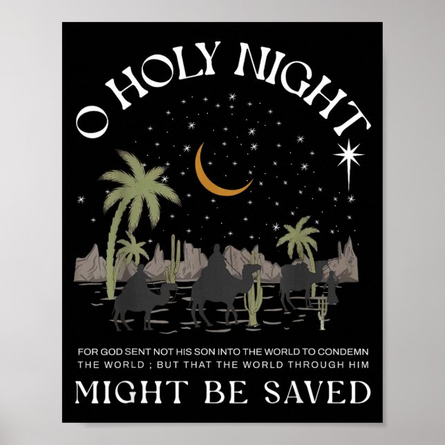Póster Oh Holy Night Jesus Nativity Scene Religious Merry (Frente)