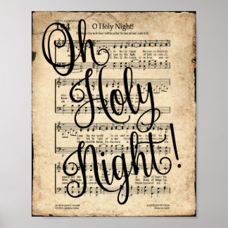 Póster Oh Holy Night Scripting Vintage Hymn