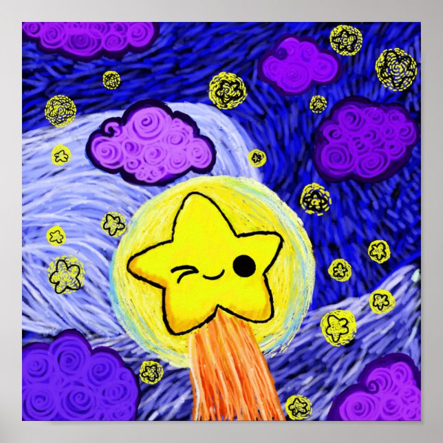 Póster Oh Kawaii, Noche Starry (Frente)