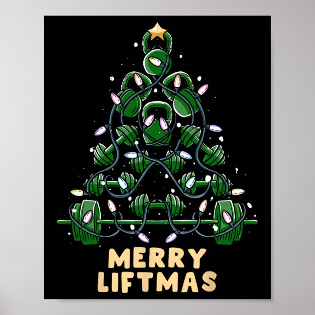 Póster Oh Liftmas Tree Kettlebell Gym Navidades feos (Frente)