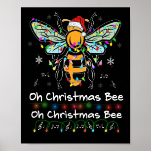 Póster Oh Navidades Bee Bee Santa Hat Bee Navidades liger