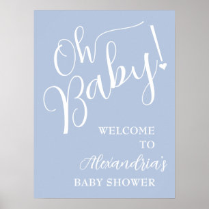 Póster ¡Oh, nena! Boy Baby Shower Blue Welcome