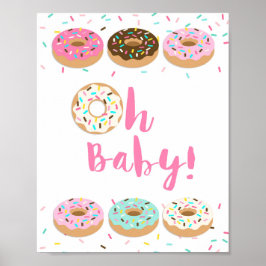 Póster ¡Oh, nena! Rótulo de ducha con chorro de donut ros