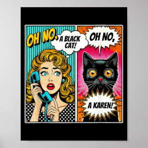 Póster Oh No Un Gato Negro Diseño Divertido De Cómic Para