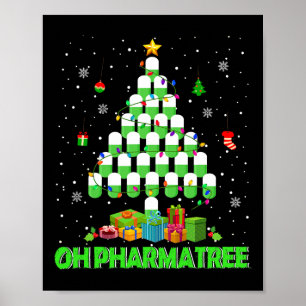 Póster Oh Pharmatree Farmacia del árbol de Navidad Medica