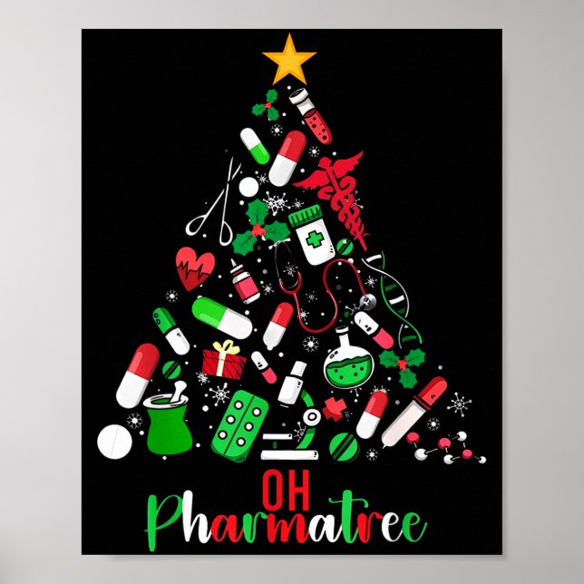 Póster Oh Pharmatree Pharmacy Christmas Pharmacist Tech M (Frente)