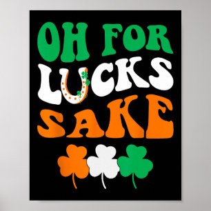 Póster Oh Por Suerte Groovy Shamrock Trébol Día de San Pa
