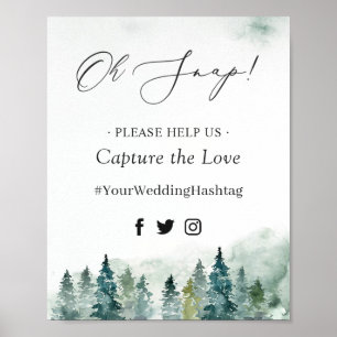 Póster Oh Rótulo de hackeo de Snap Winter Forest Pine Tre
