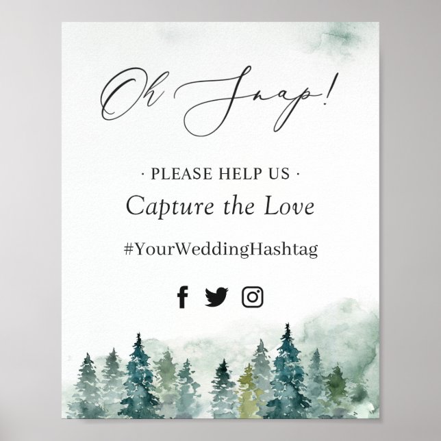 Póster Oh Rótulo de hackeo de Snap Winter Forest Pine Tre (Frente)