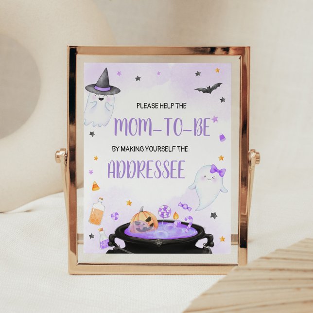 Póster Oh Sheet Boo-y Halloween Envelope Station (Purple Oh Sheet Boo-y Ghoul Baby Shower Envelope Station Sign)