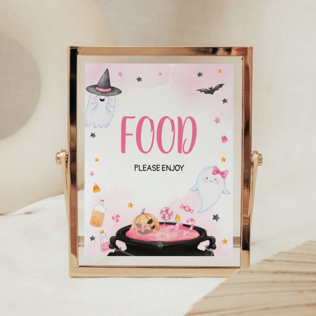 Póster Oh Sheet Ghoul Halloween Baby Shower Food (Pink Oh Sheet Baby Shower Food Sign)