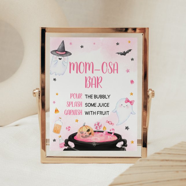 Póster Oh Sheet Ghoul Halloween Baby Shower Mom Osa Bar (Pink Oh Sheet Baby Shower Mom Osa Bar Sign)