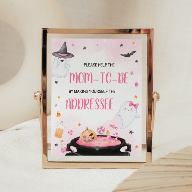 Póster Oh Sheet Ghoul Halloween Envelope Station (Pink Oh Sheet Baby Shower Envelope Station Sign)
