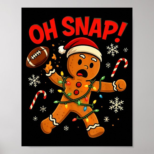 Póster Oh Snap Christmas Gingerbread Funny Football Light (Frente)