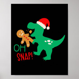 Póster Oh Snap Gingerbread Dinosaurios Santa Navidades Fu