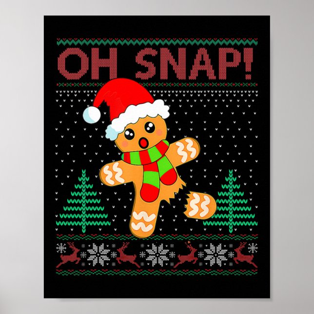Póster Oh Snap Gingerbread Man Feliz Navidad Pajam (Frente)