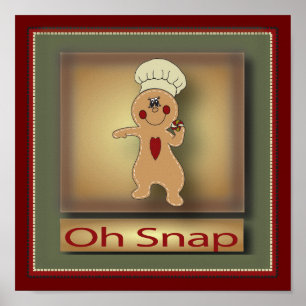 Póster Oh Snap Gingerbread Man   Navidad