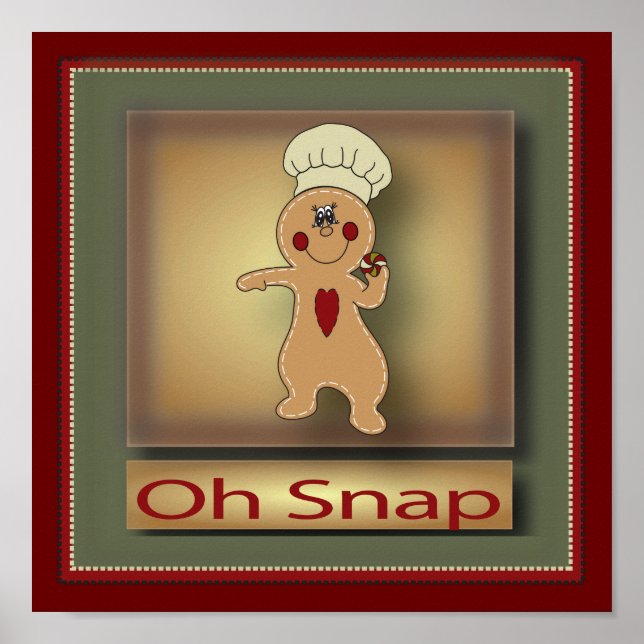 Póster Oh Snap Gingerbread Man | Navidad (Frente)