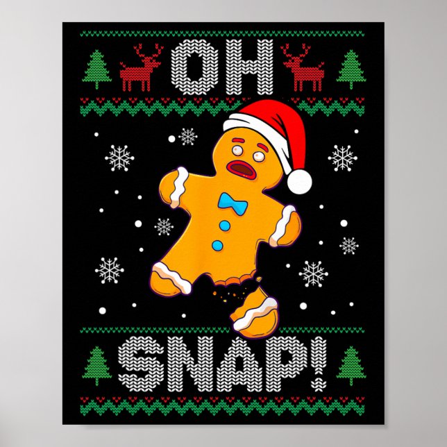 Póster Oh Snap Gingerbread Man Navidades Fun Cookie Feo (Frente)