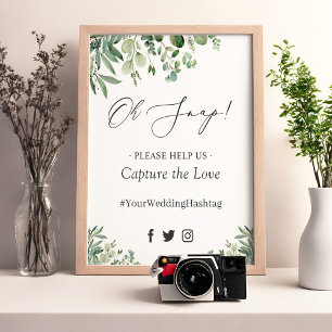 Póster Oh Snap Hashtag Verdor Letrero de Hojas de Eucalip