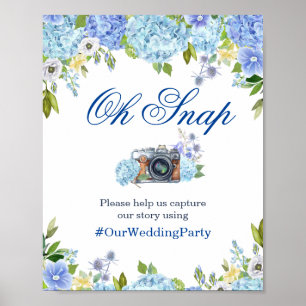 Póster Oh Snap Instagram Rótulo Blue Hydrangeas Greenerat