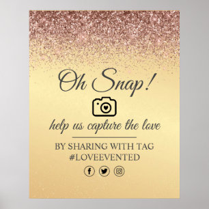 Póster Oh Snap Social Media Tag Poster Purpurina Rosa de 