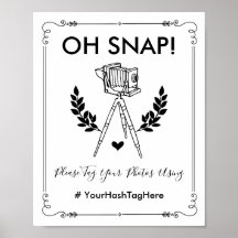 Oh Snap Vintage Botánico Boda Etiqueta Selfie