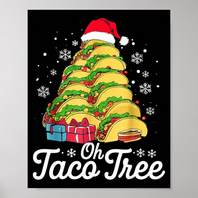Póster Oh Taco Tree Christmas Cute Xmas Mexican Food Love (Frente)