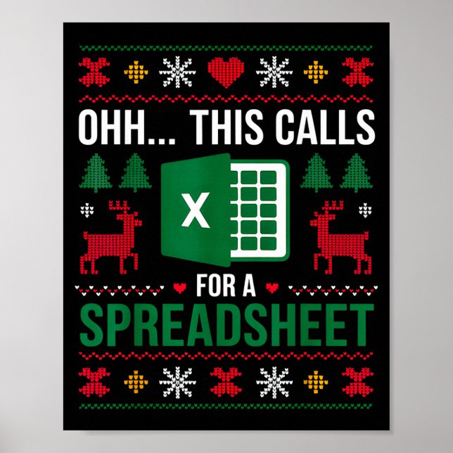 Póster Oh This Calls For A Spreadsheet Christmas  (Frente)