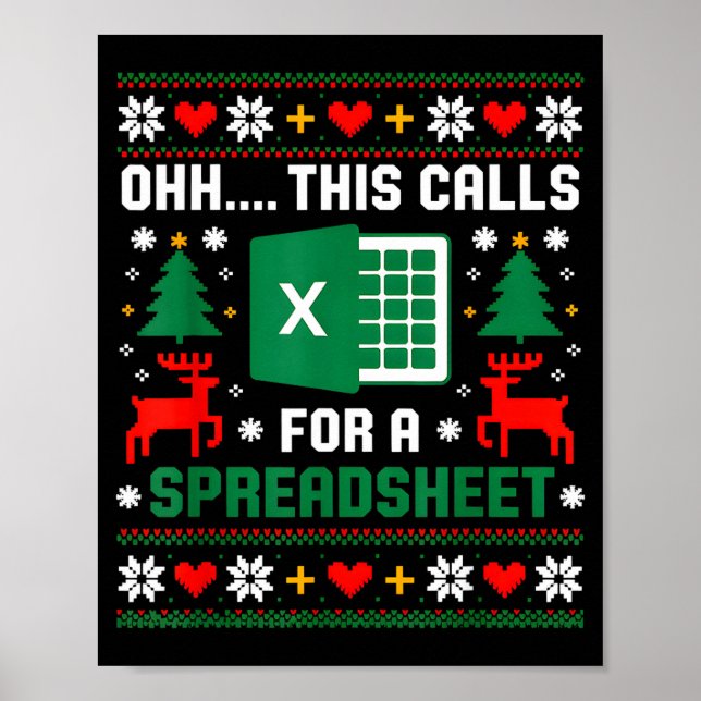 Póster Oh This Calls For A Spreadsheet Christmas Santa Ex (Frente)