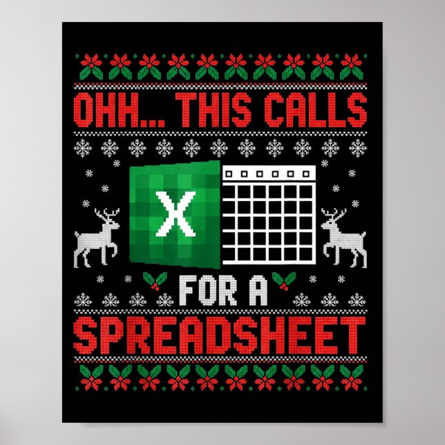 Póster Oh This Calls For A Spreadsheet Christmas Sweater  (Frente)