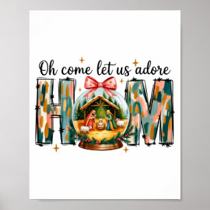 Póster Oh Ven Adoremosle Escena de la Natividad de Navida