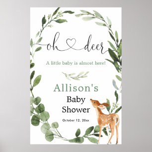 Póster Oh venado poster de bienvenida con ducha de bebé n
