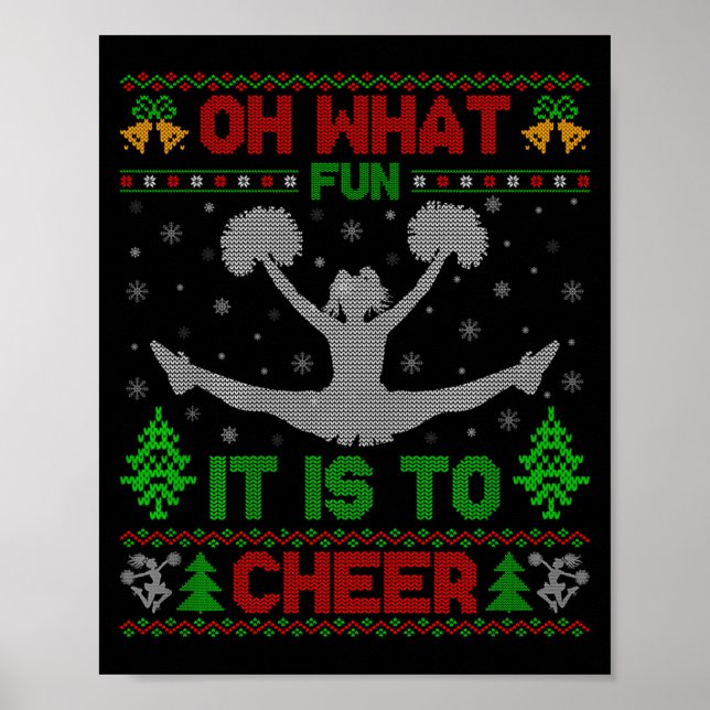 Póster Oh What Fun It Is To Cheer Xmas Cheerleading Ugly  (Frente)