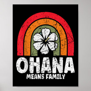 Póster Ohana Significa Familia Hawaii Verano Palmeras Pla