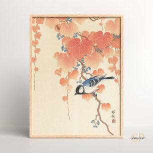 Póster Ohara Koson Great Tit en la rama de Paulownia en J