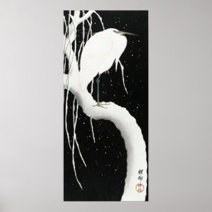 Póster Ohara Koson Heron en nieve