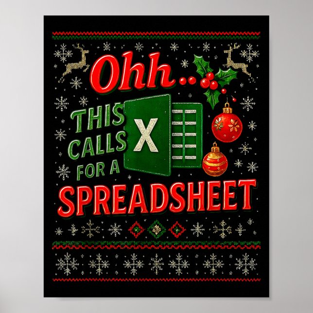 Póster Ohh This Calls For A Spreadsheet Funny Holiday Quo (Frente)