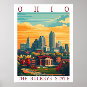 Póster Ohio el Buckeye State USA Travel Place