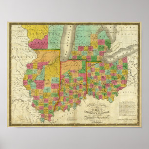 Póster Ohio, Indiana, e Illinois