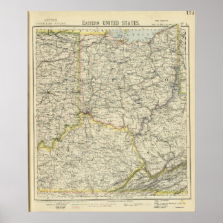 Póster Ohio, Indiana, Kentucky, Virginia Occidental